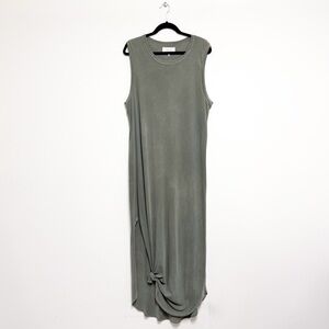 The Great Green Sleeveless Distressed Crew Neck Lightweight Tie Maxi Dress 3 L